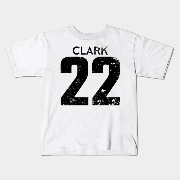 Caitlin Clark Black Distressed Jersey Number 22 Kids T-Shirt by itsMePopoi